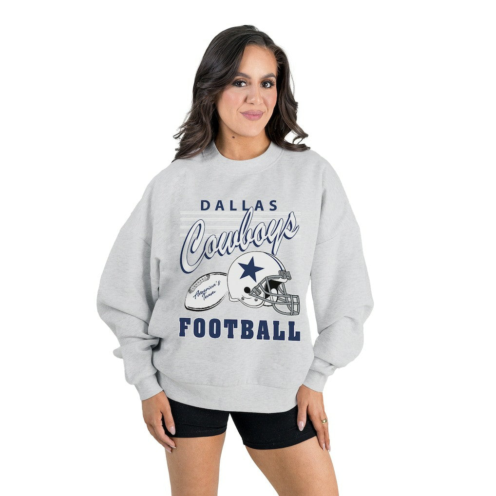 Dallas Cowboys Gameday Couture Women's Home Turf Oversized Premium Fleece Pullover Sweatshirt - Ash on sale
