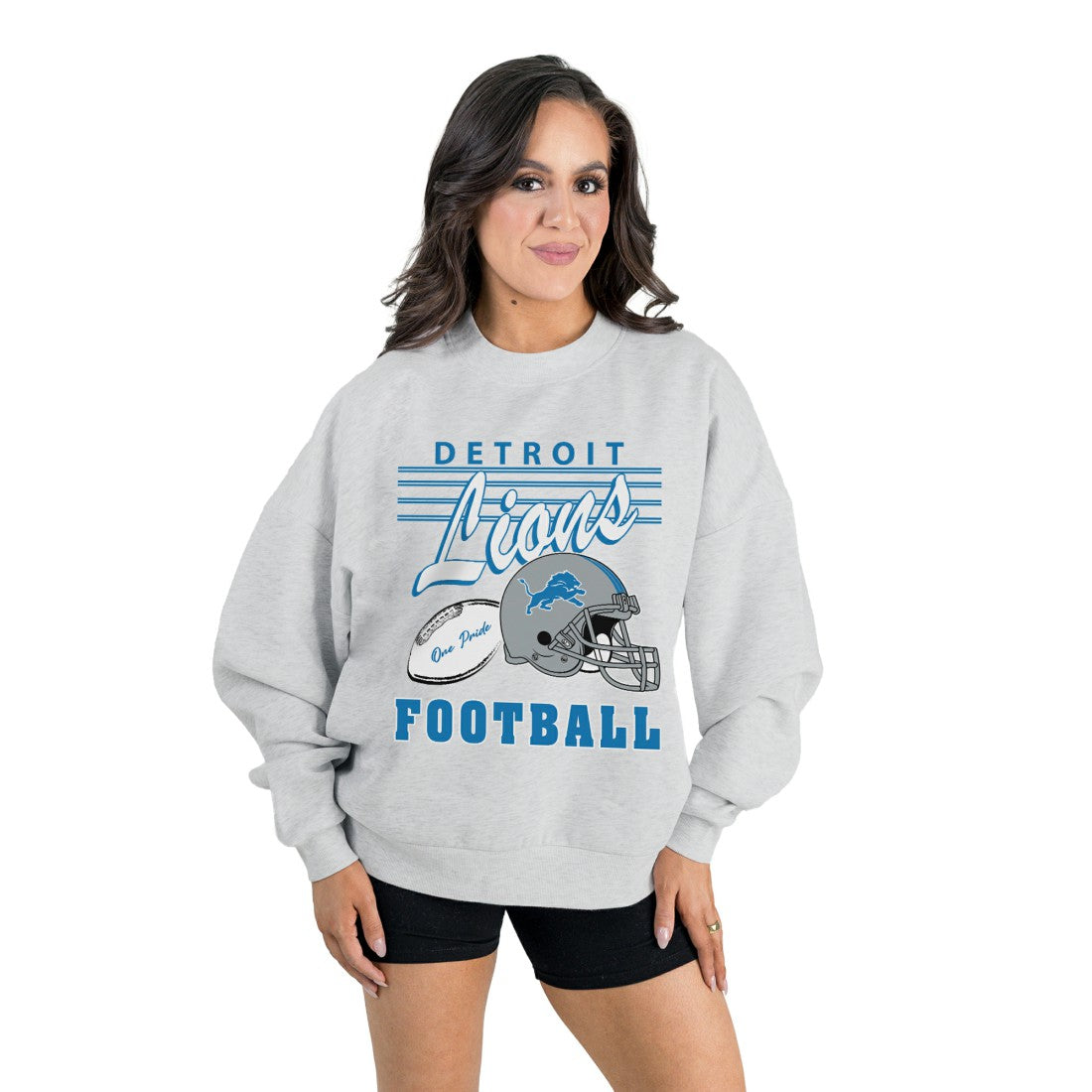 Detroit Lions Gameday Couture Women's Home Turf Oversized Premium Fleece Pullover Sweatshirt - Ash for sale