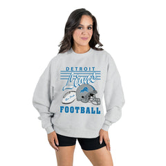 Detroit Lions Gameday Couture Women's Home Turf Oversized Premium Fleece Pullover Sweatshirt - Ash for sale