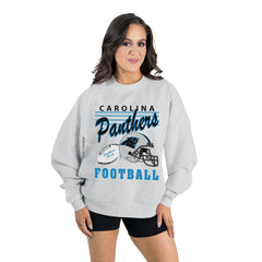 Carolina Panthers Gameday Couture Women's Home Turf Oversized Premium Fleece Pullover Sweatshirt - Ash cheap