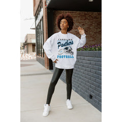 Carolina Panthers Gameday Couture Women's Home Turf Oversized Premium Fleece Pullover Sweatshirt - Ash cheap