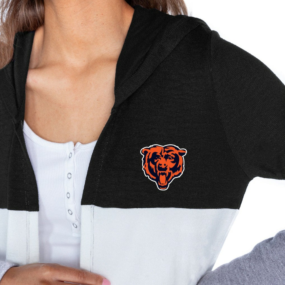 Chicago Bears Gameday Couture Women's Tri-Blend Color Block Lightweight Cardigan Hoodie - Black cheap