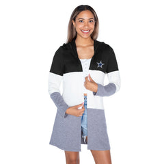 Dallas Cowboys Gameday Couture Women's Tri-Blend Color Block Lightweight Cardigan Hoodie - Black sale