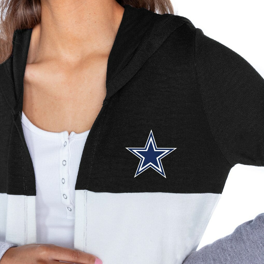 Dallas Cowboys Gameday Couture Women's Tri-Blend Color Block Lightweight Cardigan Hoodie - Black sale