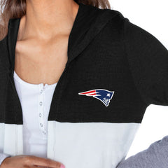 New England Patriots Gameday Couture Women's Tri-Blend Color Block Lightweight Cardigan Hoodie - Black on sale