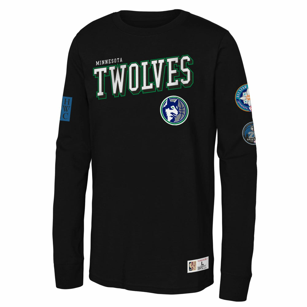 Minnesota Timberwolves Youth Hardwood Classics Training Camp Long Sleeve T-Shirt - Black | Mitchell & Ness online