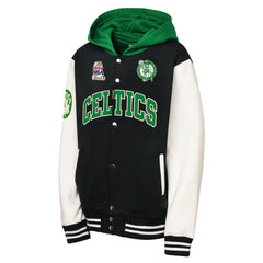 Boston Celtics Youth Hardwood Classics Courtside Fleece Full-Snap Hoodie Jacket - Black | Mitchell & Ness online