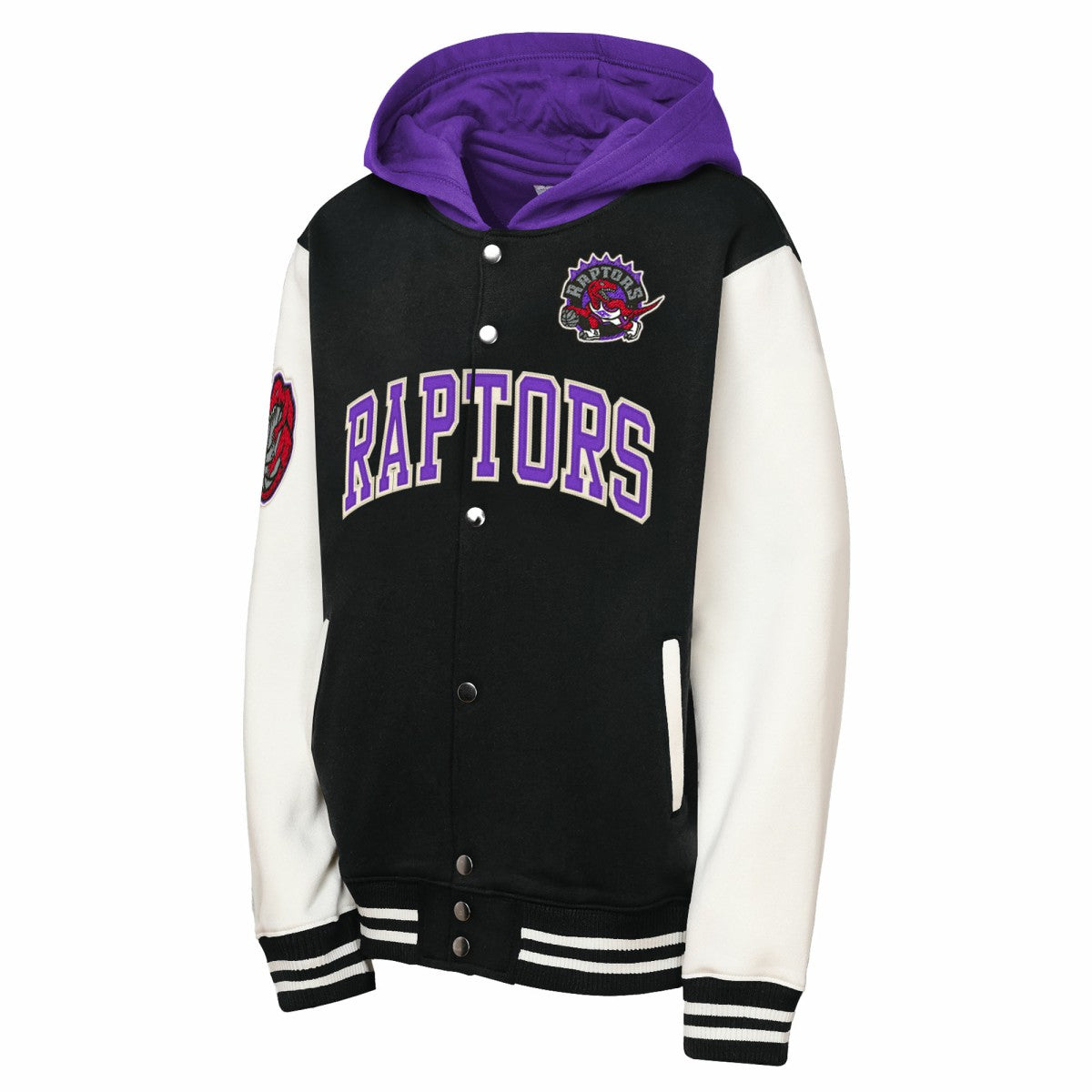 Toronto Raptors Youth Hardwood Classics Courtside Fleece Full-Snap Hooded Jacket - Black | Mitchell & Ness for sale