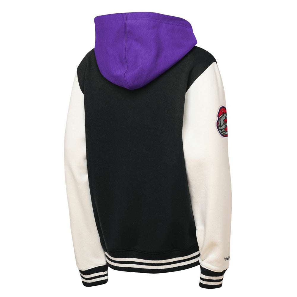 Toronto Raptors Youth Hardwood Classics Courtside Fleece Full-Snap Hooded Jacket - Black | Mitchell & Ness for sale