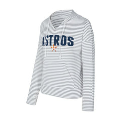 Houston Astros Concepts Sport Women's Liftoff Striped V-Neck Hoodie - White/Gray