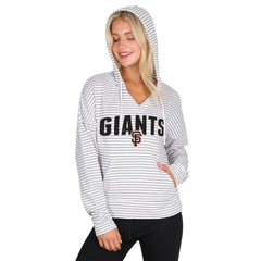 San Francisco Giants Concepts Sport Women's Liftoff Striped V-Neck Hoodie - White/Gray