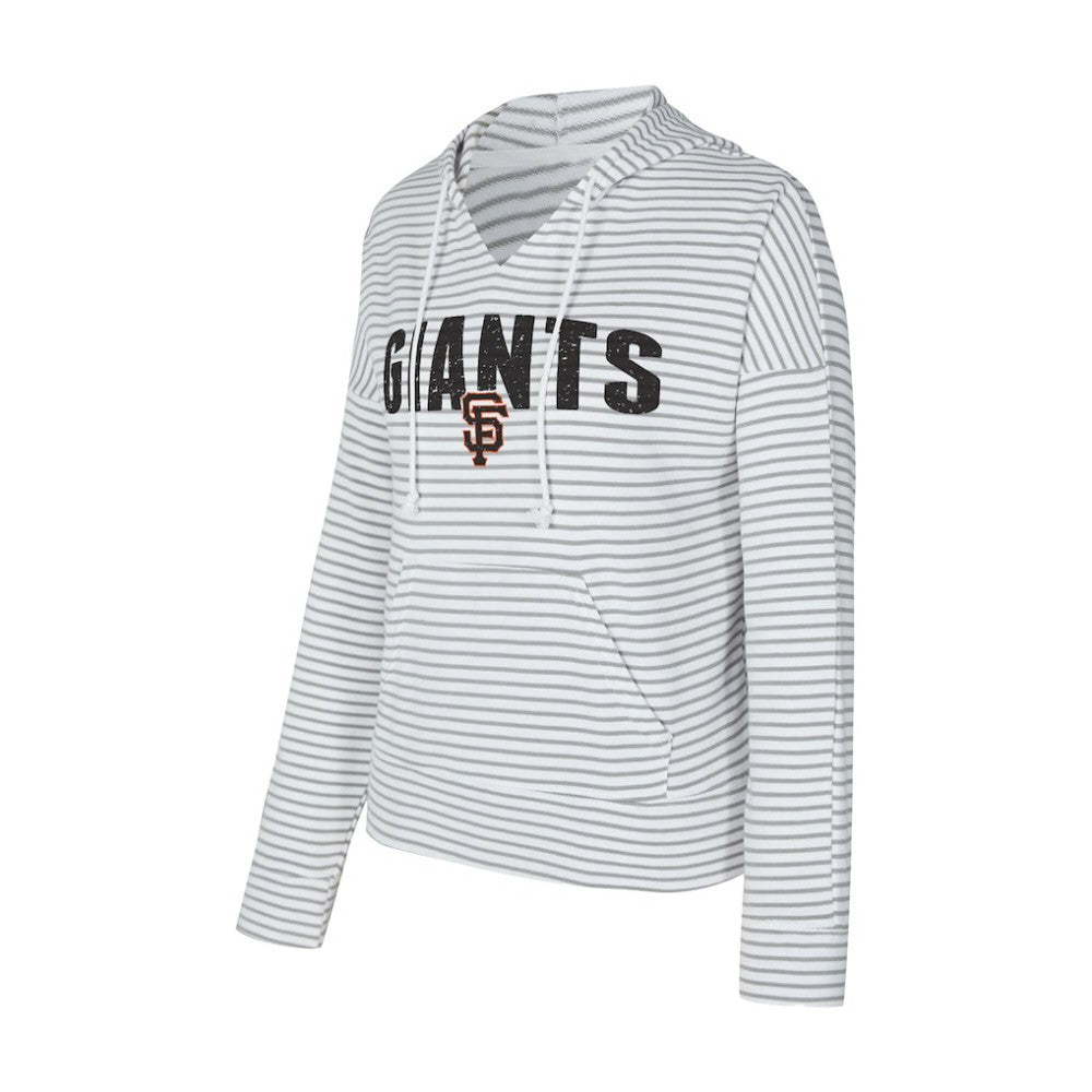 San Francisco Giants Concepts Sport Women's Liftoff Striped V-Neck Hoodie - White/Gray