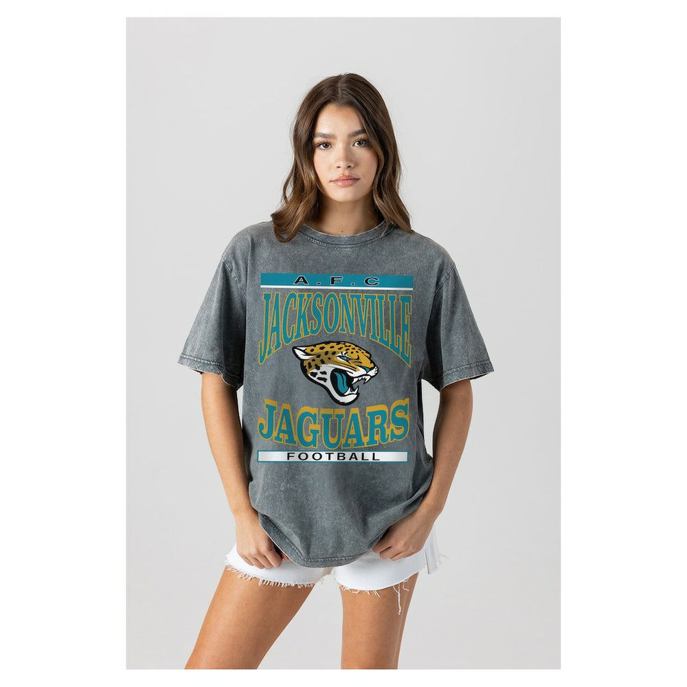Jacksonville Jaguars Gameday Couture Women's Oversized Classic Grind Washed T-Shirt - Gray outlet