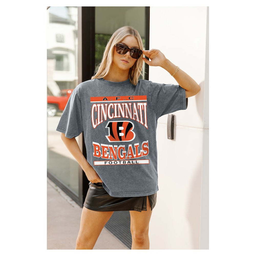 Cincinnati Bengals Gameday Couture Women's Oversized Classic Grind Washed T-Shirt - Gray on sale