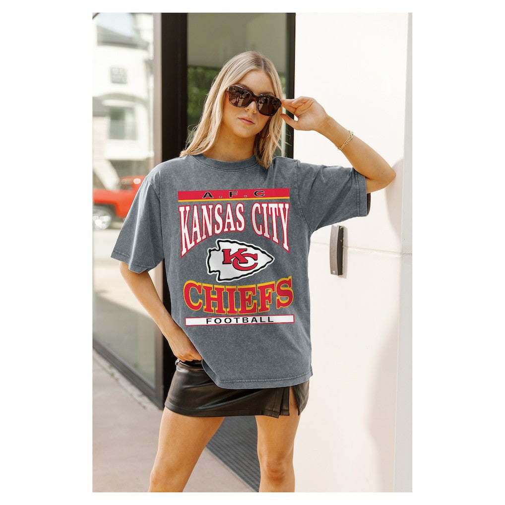Kansas City Chiefs Gameday Couture Women's Oversized Classic Grind Washed T-Shirt - Gray outlet
