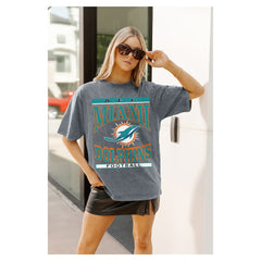 Miami Dolphins Gameday Couture Women's Oversized Classic Grind Washed T-Shirt - Gray outlet