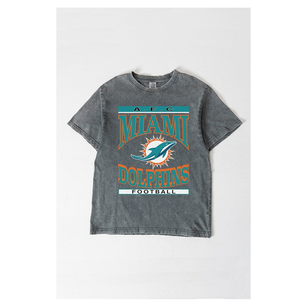 Miami Dolphins Gameday Couture Women's Oversized Classic Grind Washed T-Shirt - Gray outlet