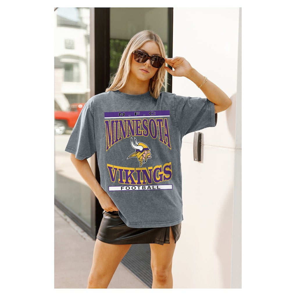 Minnesota Vikings Gameday Couture Women's Oversized Classic Grind Washed T-Shirt - Gray discount