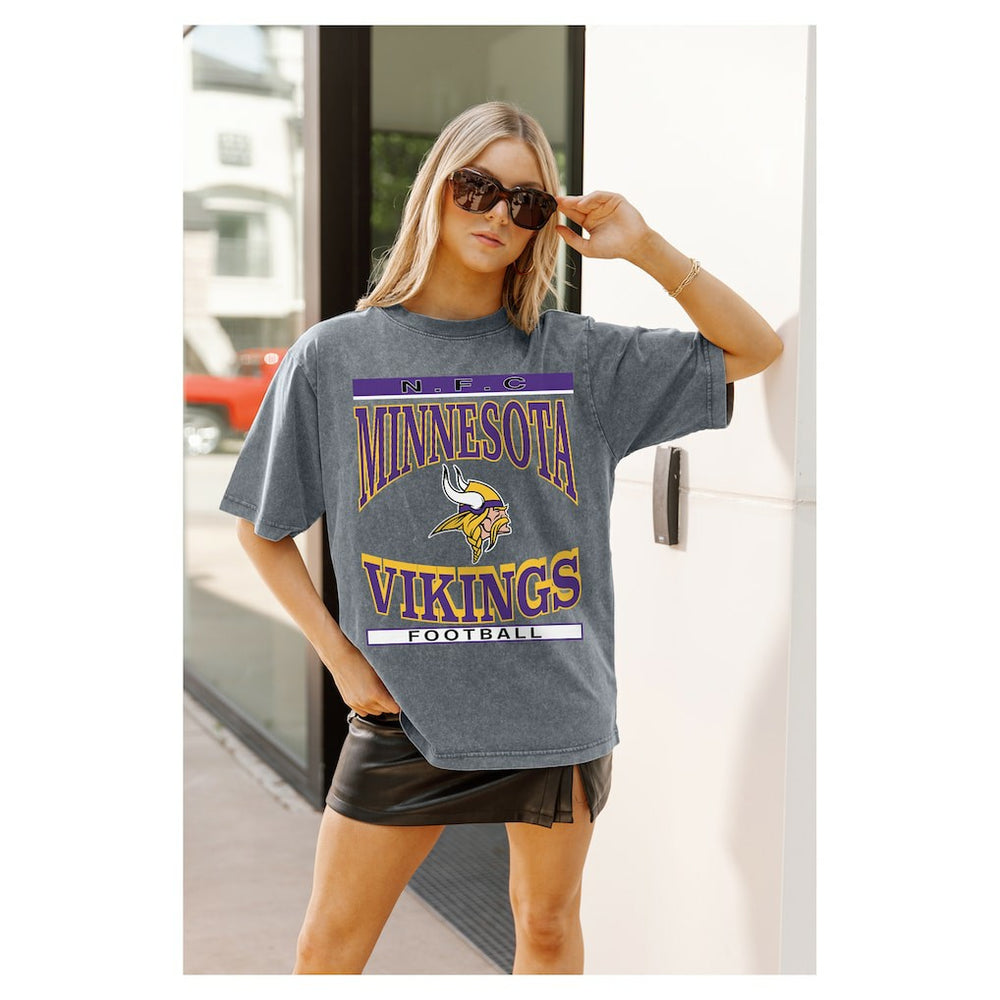 Minnesota Vikings Gameday Couture Women's Oversized Classic Grind Washed T-Shirt - Gray discount