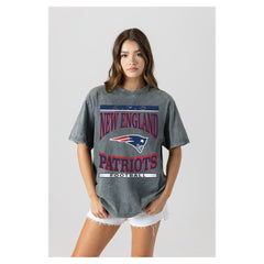 New England Patriots Gameday Couture Women's Oversized Classic Grind Washed T-Shirt - Gray on sale