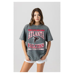 Atlanta Falcons Gameday Couture Women's Oversized Classic Grind Washed T-Shirt - Gray cheap