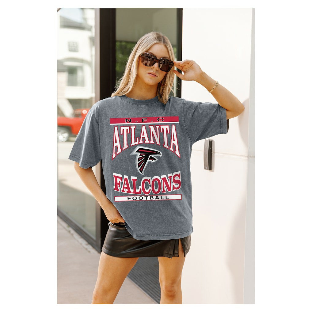 Atlanta Falcons Gameday Couture Women's Oversized Classic Grind Washed T-Shirt - Gray cheap
