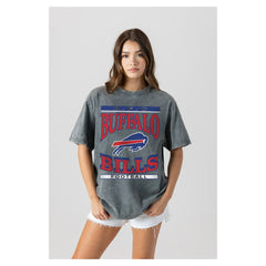 Buffalo Bills Gameday Couture Women's Oversized Classic Grind Washed T-Shirt - Gray outlet