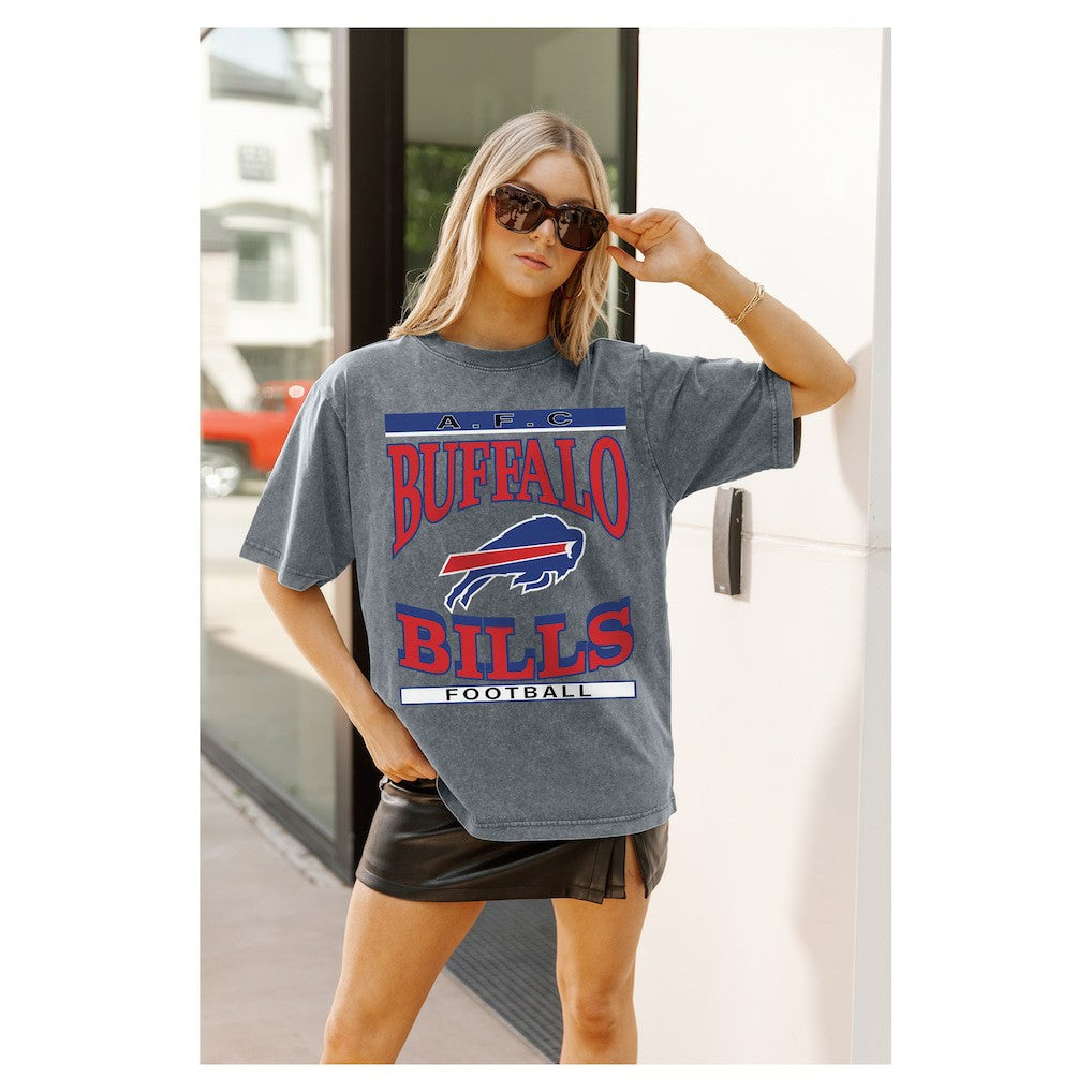 Buffalo Bills Gameday Couture Women's Oversized Classic Grind Washed T-Shirt - Gray outlet