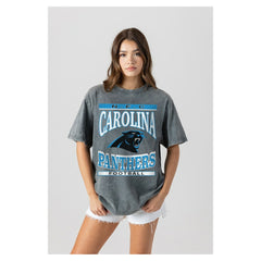 Carolina Panthers Gameday Couture Women's Oversized Classic Grind Washed T-Shirt - Gray discount
