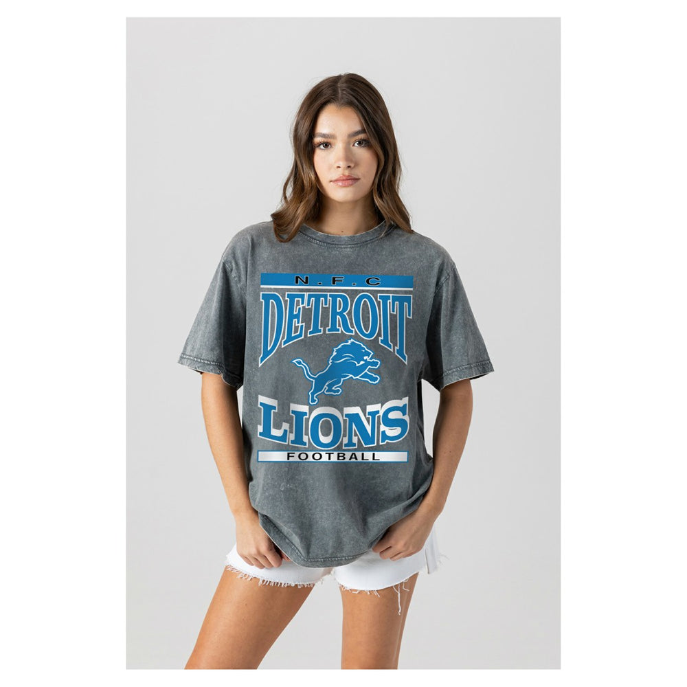 Detroit Lions Gameday Couture Women's Oversized Classic Grind Washed T-Shirt - Gray online