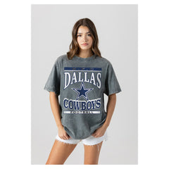 Dallas Cowboys Gameday Couture Women's Oversized Classic Grind Washed T-Shirt - Gray for sale