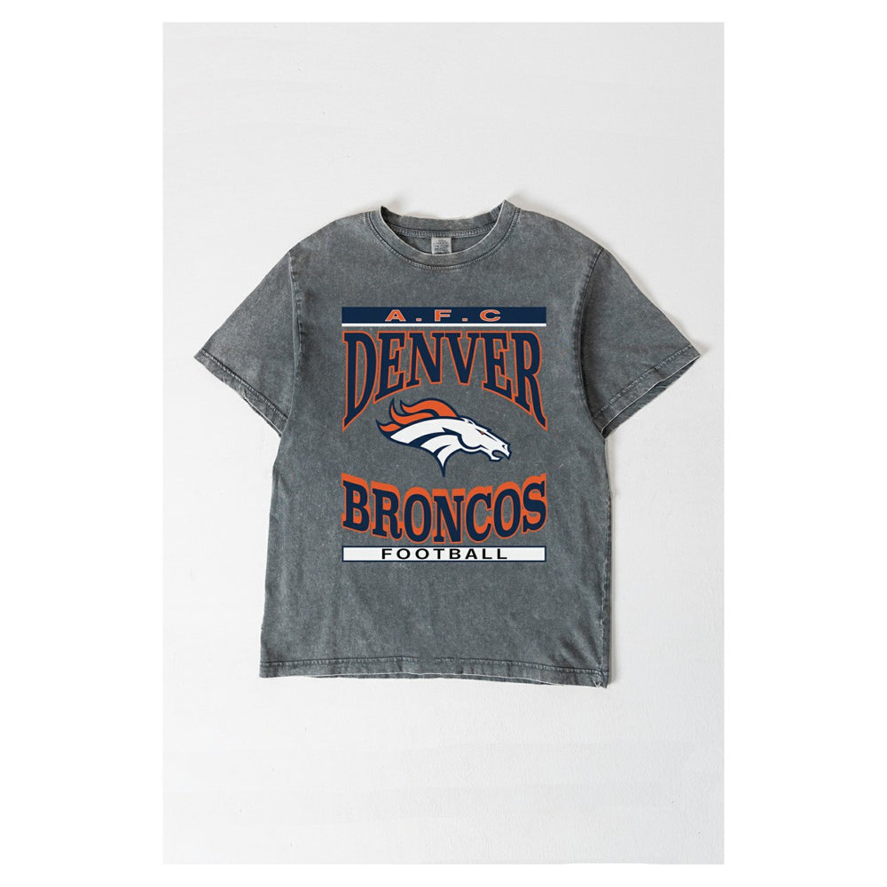 Denver Broncos Gameday Couture Women's Oversized Classic Grind Washed T-Shirt - Gray for sale