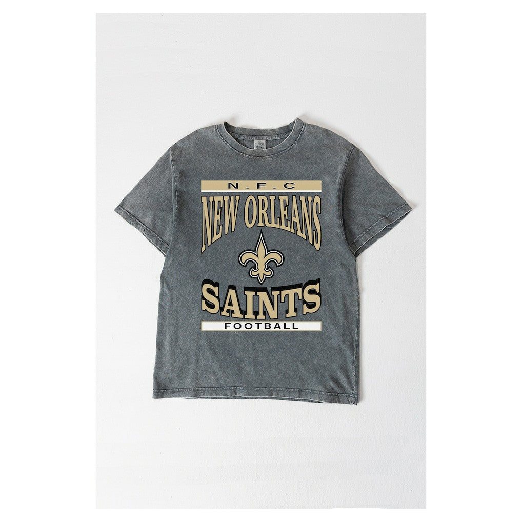 New Orleans Saints Gameday Couture Women's Oversized Classic Grind Washed T-Shirt - Gray online