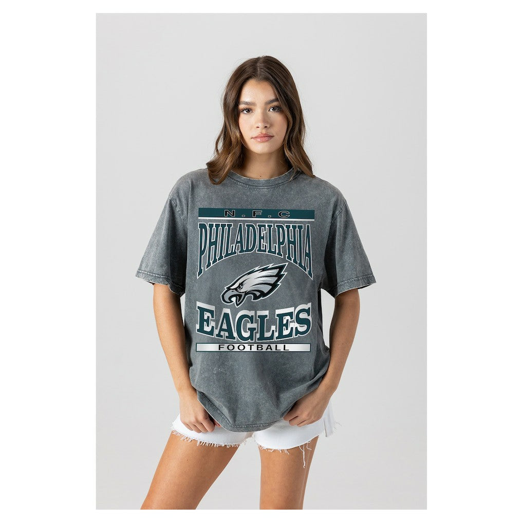 Philadelphia Eagles Gameday Couture Women's Oversized Classic Grind Washed T-Shirt - Gray on sale