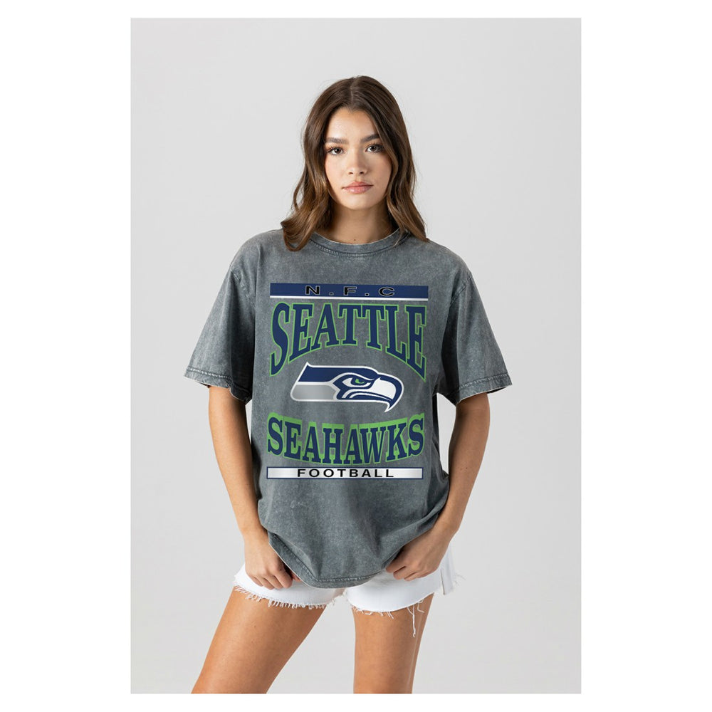 Seattle Seahawks Gameday Couture Women's Oversized Classic Grind Washed T-Shirt - Gray on sale