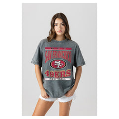 San Francisco 49ers Gameday Couture Women's Oversized Classic Grind Washed T-Shirt - Gray cheap