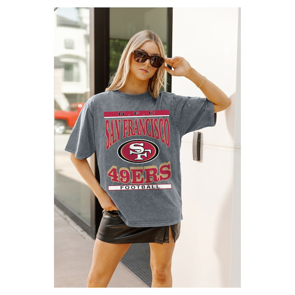 San Francisco 49ers Gameday Couture Women's Oversized Classic Grind Washed T-Shirt - Gray cheap