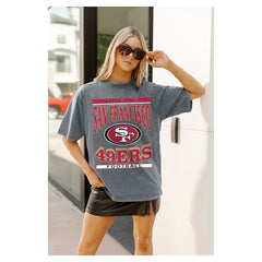 San Francisco 49ers Gameday Couture Women's Oversized Classic Grind Washed T-Shirt - Gray cheap