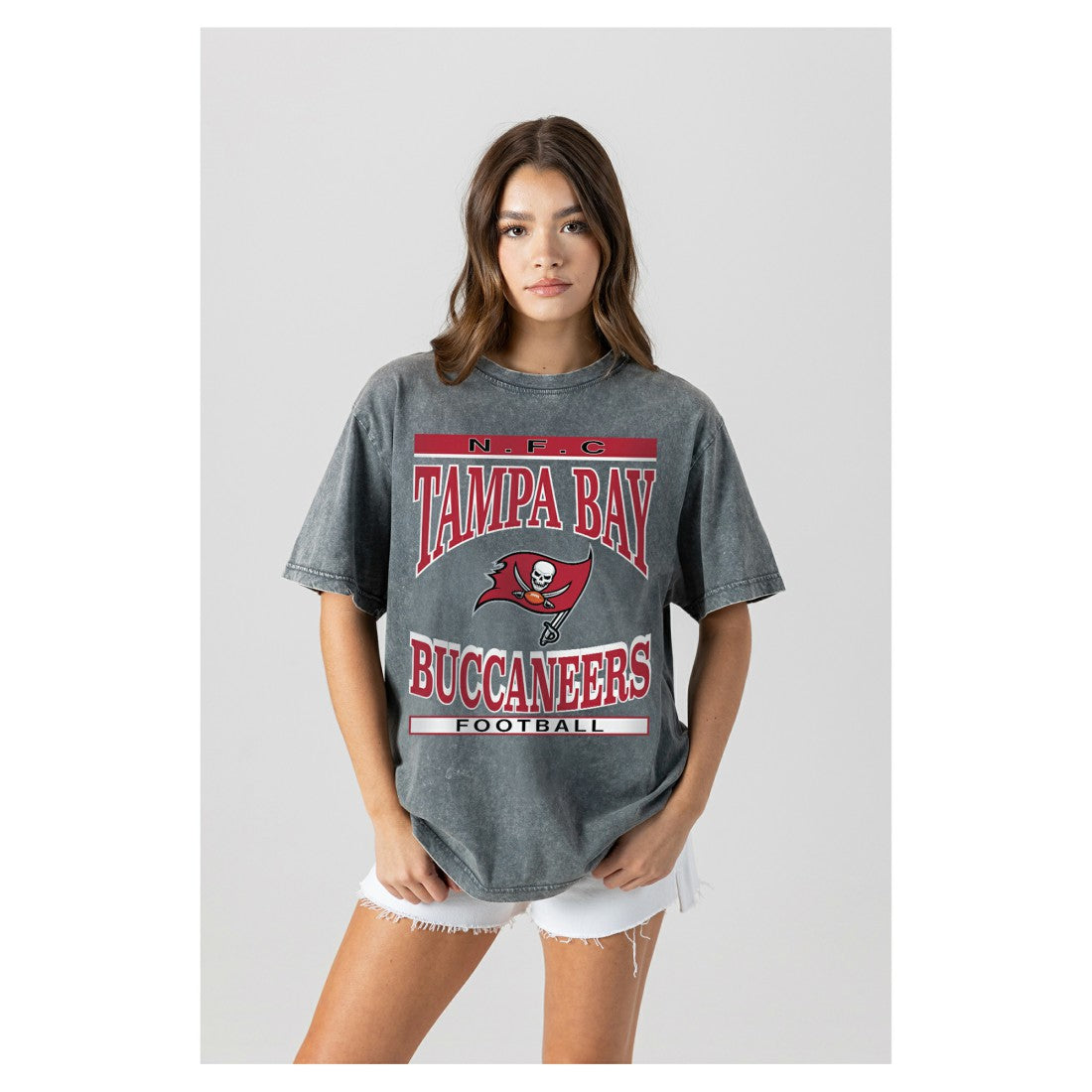Tampa Bay Buccaneers Gameday Couture Women's Oversized Classic Grind Washed T-Shirt - Gray sale