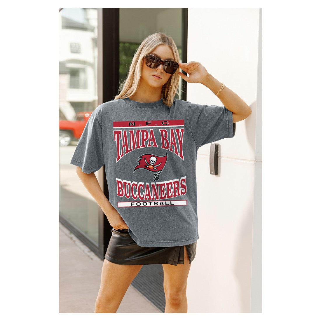 Tampa Bay Buccaneers Gameday Couture Women's Oversized Classic Grind Washed T-Shirt - Gray sale