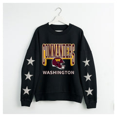 Washington Commanders Gameday Couture Women's Pure Victory Rhinestud Star-Sleeve Pullover Sweatshirt - Black online