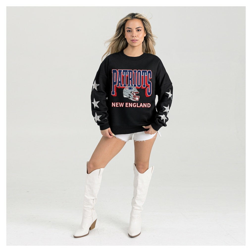 New England Patriots Gameday Couture Women's Pure Victory Rhinestud Star-Sleeve Pullover Sweatshirt - Black cheap