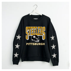 Pittsburgh Steelers Gameday Couture Women's Pure Victory Rhinestud Star-Sleeve Pullover Sweatshirt - Black on sale