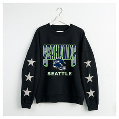 Seattle Seahawks Gameday Couture Women's Pure Victory Rhinestud Star-Sleeve Pullover Sweatshirt - Black online