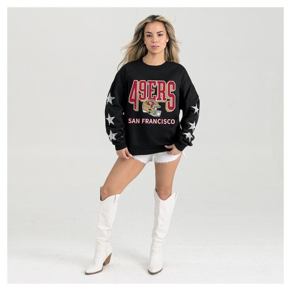San Francisco 49ers Gameday Couture Women's Pure Victory Rhinestud Star-Sleeve Pullover Sweatshirt - Black on sale