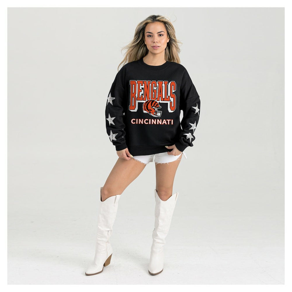 Cincinnati Bengals Gameday Couture Women's Pure Victory Rhinestud Star-Sleeve Pullover Sweatshirt - Black on sale