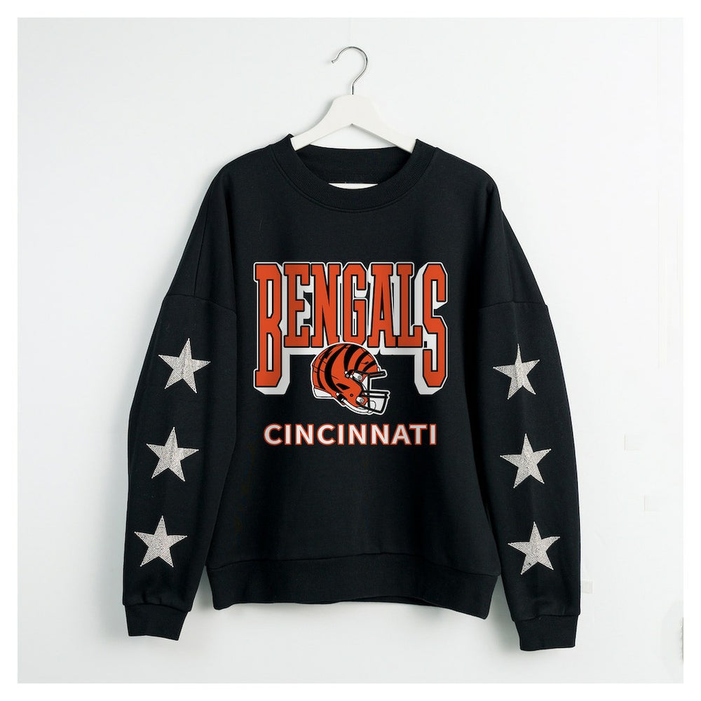 Cincinnati Bengals Gameday Couture Women's Pure Victory Rhinestud Star-Sleeve Pullover Sweatshirt - Black on sale