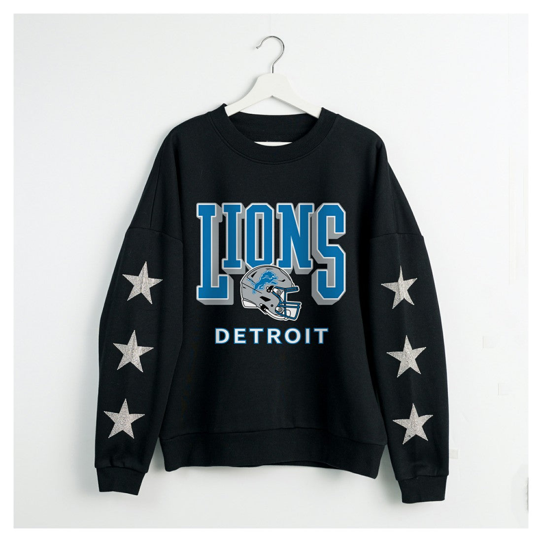 Detroit Lions Gameday Couture Women's Pure Victory Rhinestud Star-Sleeve Pullover Sweatshirt - Black cheap