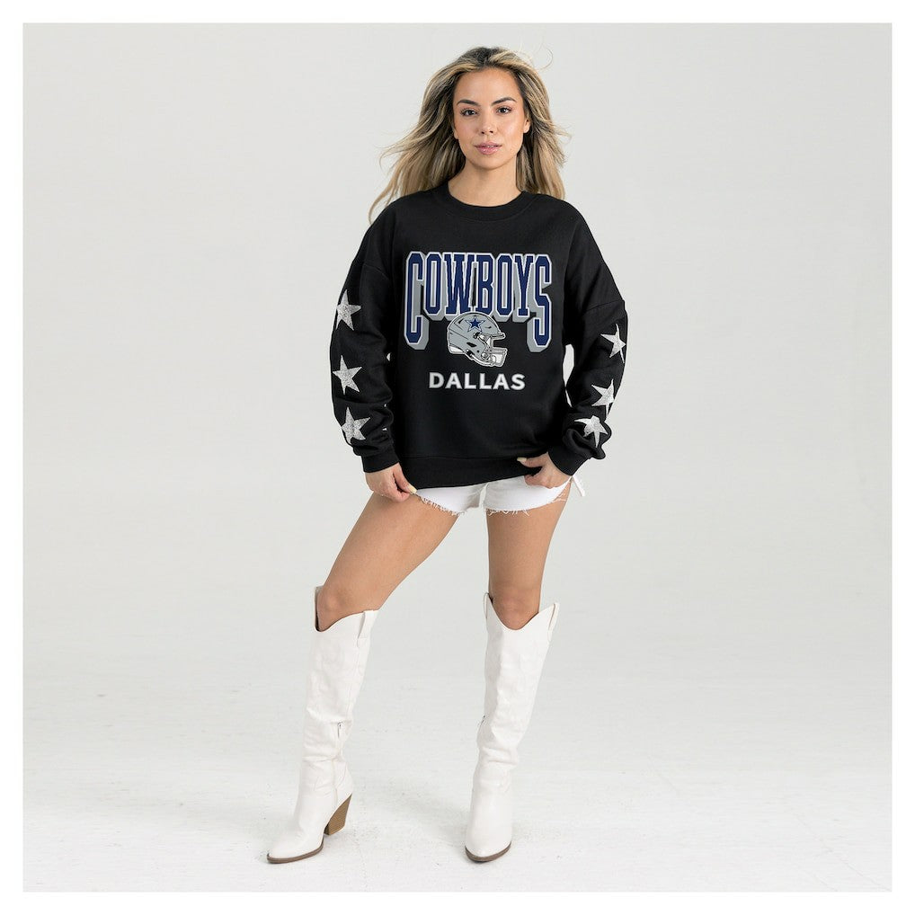 Dallas Cowboys Gameday Couture Women's Pure Victory Rhinestud Star-Sleeve Pullover Sweatshirt - Black online