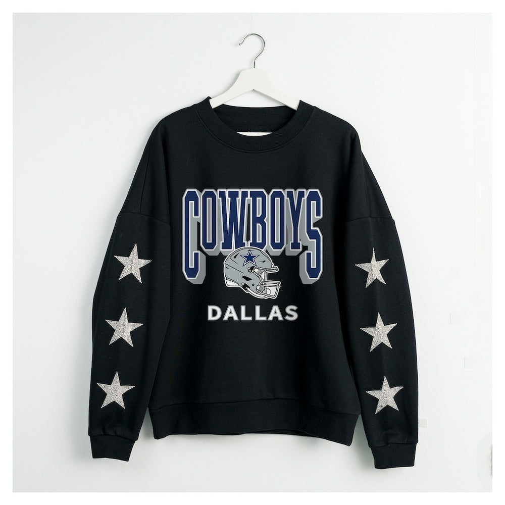 Dallas Cowboys Gameday Couture Women's Pure Victory Rhinestud Star-Sleeve Pullover Sweatshirt - Black online